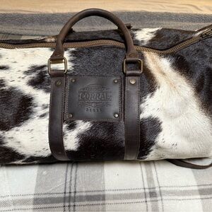 Corral Black and White Cowhide Duffel